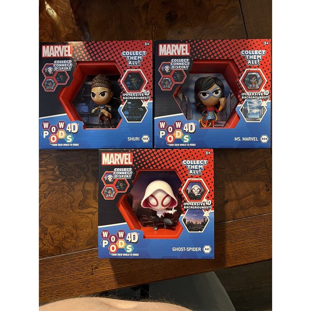 MARVEL WOW PODS 4D GHOST-SPIDER # 461 Sheri 463 Ms.Marvel 404 3pc Collection